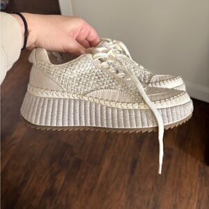Target Cream Woven Platform Lace-Up Sneakers
